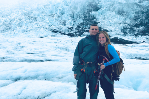 Traveling Couple in the Alaska Iceburgs